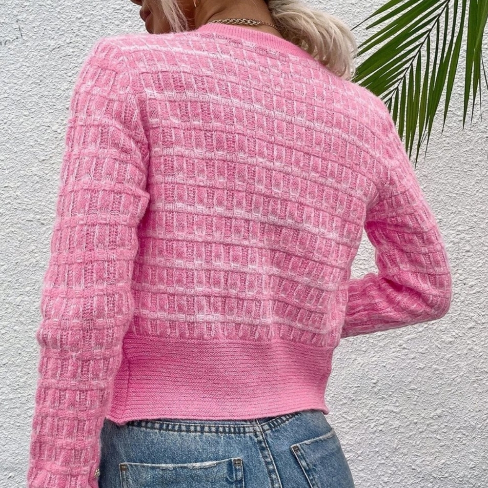 Pink Casual Womens Pocket Patched Button Front Cardigan - Picture 2 of 6